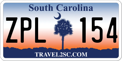 SC license plate ZPL154