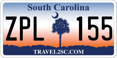 SC license plate ZPL155