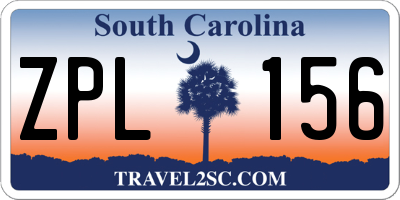 SC license plate ZPL156