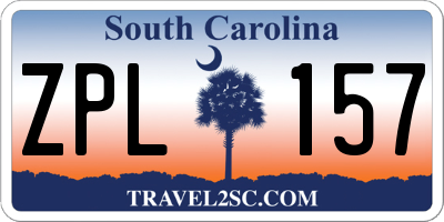 SC license plate ZPL157