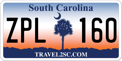 SC license plate ZPL160