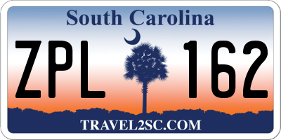 SC license plate ZPL162
