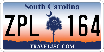 SC license plate ZPL164