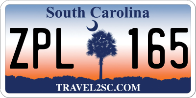 SC license plate ZPL165