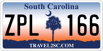 SC license plate ZPL166