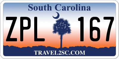 SC license plate ZPL167