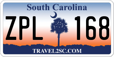 SC license plate ZPL168