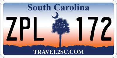 SC license plate ZPL172