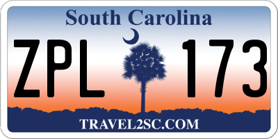SC license plate ZPL173