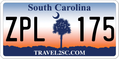 SC license plate ZPL175