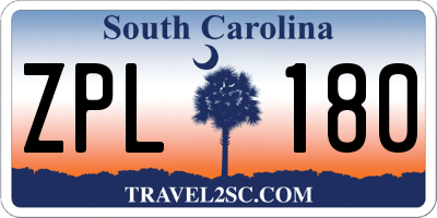 SC license plate ZPL180