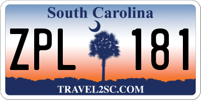 SC license plate ZPL181