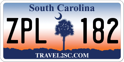 SC license plate ZPL182