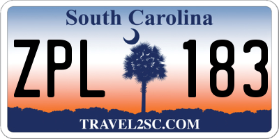 SC license plate ZPL183