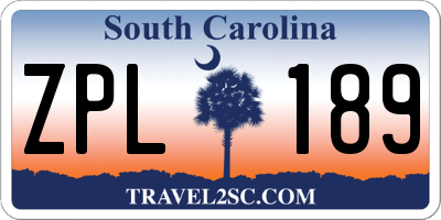 SC license plate ZPL189