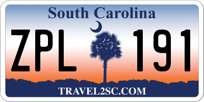 SC license plate ZPL191