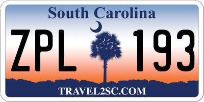 SC license plate ZPL193