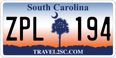 SC license plate ZPL194
