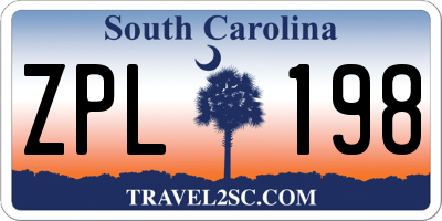 SC license plate ZPL198