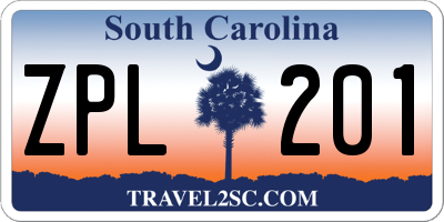 SC license plate ZPL201