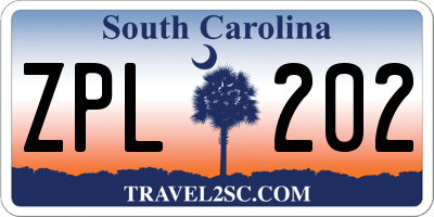 SC license plate ZPL202
