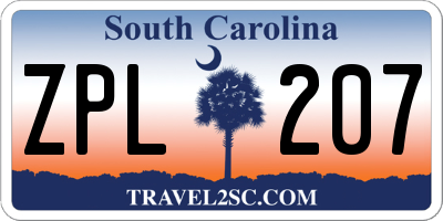 SC license plate ZPL207