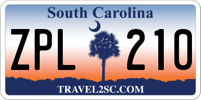 SC license plate ZPL210