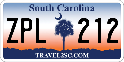 SC license plate ZPL212