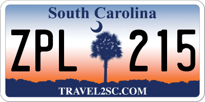 SC license plate ZPL215