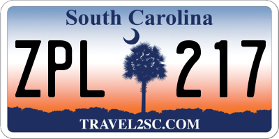 SC license plate ZPL217