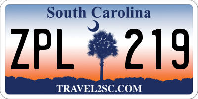 SC license plate ZPL219