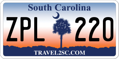 SC license plate ZPL220