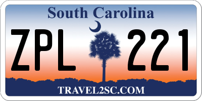 SC license plate ZPL221