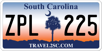 SC license plate ZPL225