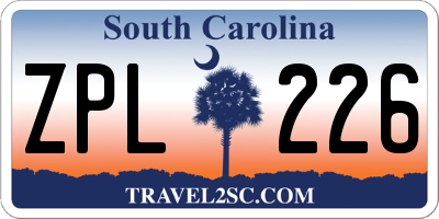 SC license plate ZPL226