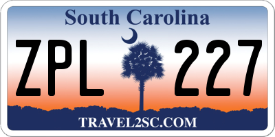 SC license plate ZPL227