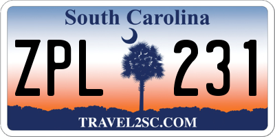 SC license plate ZPL231