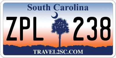 SC license plate ZPL238