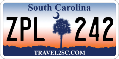 SC license plate ZPL242