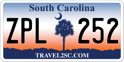 SC license plate ZPL252