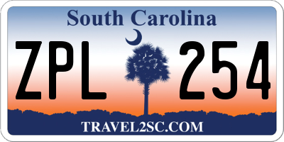 SC license plate ZPL254
