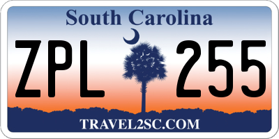 SC license plate ZPL255