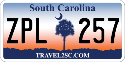 SC license plate ZPL257
