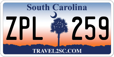 SC license plate ZPL259