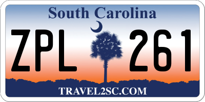 SC license plate ZPL261