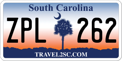 SC license plate ZPL262