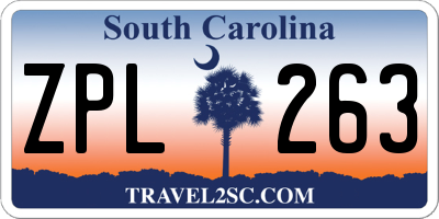 SC license plate ZPL263