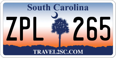 SC license plate ZPL265