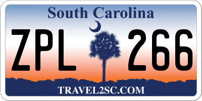 SC license plate ZPL266