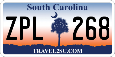 SC license plate ZPL268